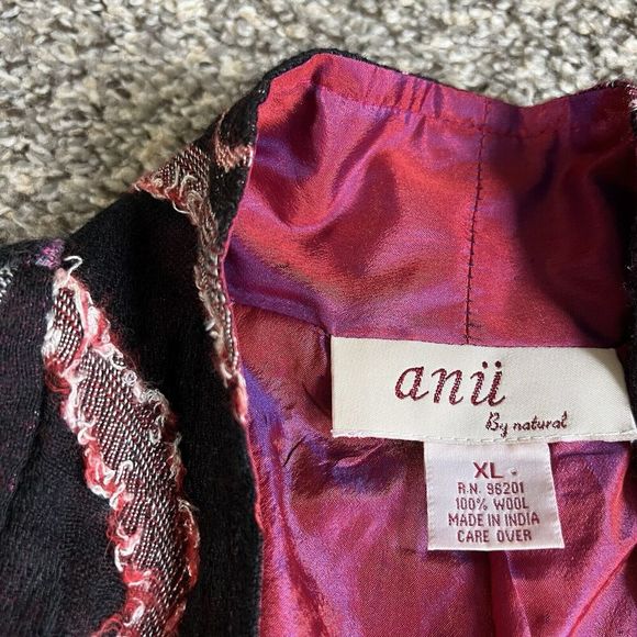 ANU cardigan sweater jacket 100% wool lagenlook hippie Boho Artsy Gypsy XL - Picture 2 of 7